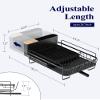 Kitsure Large Dish Drying Rack - Extendable Dish Rack, Multifunctional Dish Rack for Kitchen Counter, Anti-Rust Dish Drainers with Cutlery & Cup Holders 19.2"-26.7" L x 12.9" W, Black view 4