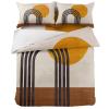 4 Piece Full Duvet Cover Set Abstract Art Curves Breathable Comforter Covers Ultra Soft Bed Sheet with Decoretive 2 Pillow Shams Bedding Collection Sets Mid Century Minimalist Terracotta Sun view 3