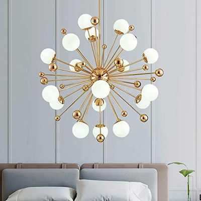 Nordic LED Chandeliers Dandelion Magic Bean Lights Art Decoration Light Fixtures for Living Room Dining Room Bedroom (Color : Warm White, Size : Warm White)