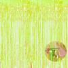 BRAVESHINE Iridescent Foil Fringe Backdrop - 2 Pack 3.2 x 6.5 ft Holographic Tinsel Curtain Party Streamers Photo Backdrop for Birthdays Dinosaur Theme Christmas Patricks Decorations - Clear Green view 1
