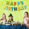 BRAVESHINE Iridescent Foil Fringe Backdrop - 2 Pack 3.2 x 6.5 ft Holographic Tinsel Curtain Party Streamers Photo Backdrop for Birthdays Dinosaur Theme Christmas Patricks Decorations - Clear Green view 4