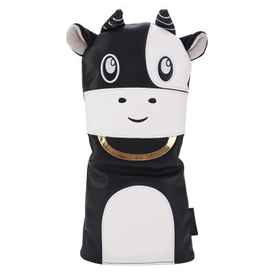 Alvinlite Golf Club Head Covers,Golf Headcovers Leather Cute Cow Animal Golf Wood Covers for Divers Fairway Woods Hybrids(# 1) Golf Iron Covers for Men Women (Black) Golf Club