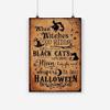APILOT Vintage Metal Sign When Witches Go Riding and Black Cats are Seen Halloween Witches Black Hat and Cats Witch Halloween Aluminum Sign for Bathroom Kitchen Home Bar Cafe Garage Man Cave 12x8inch view 1