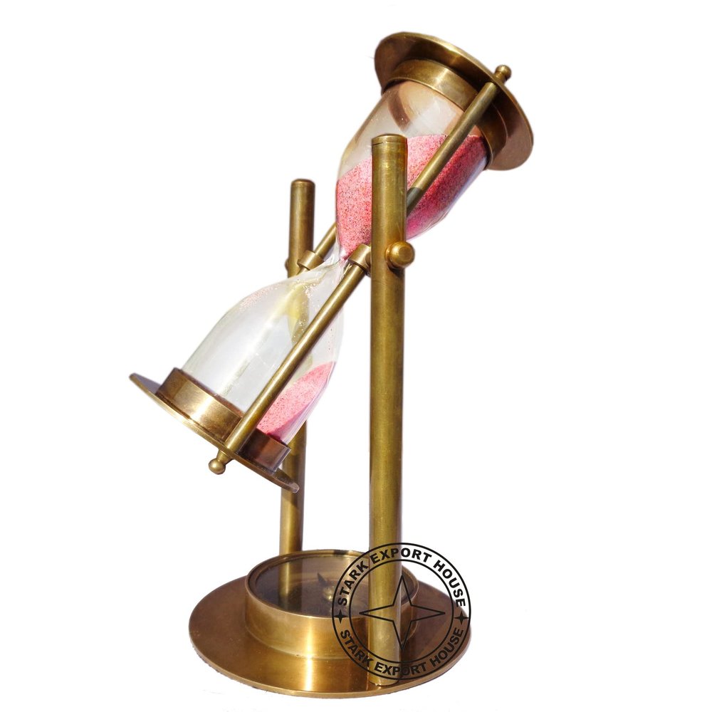 Antique Brass Sand Timer Hour Glass Sand Glass Clock 8 inch Best for Gift Item Home Desk Office Decorative Items