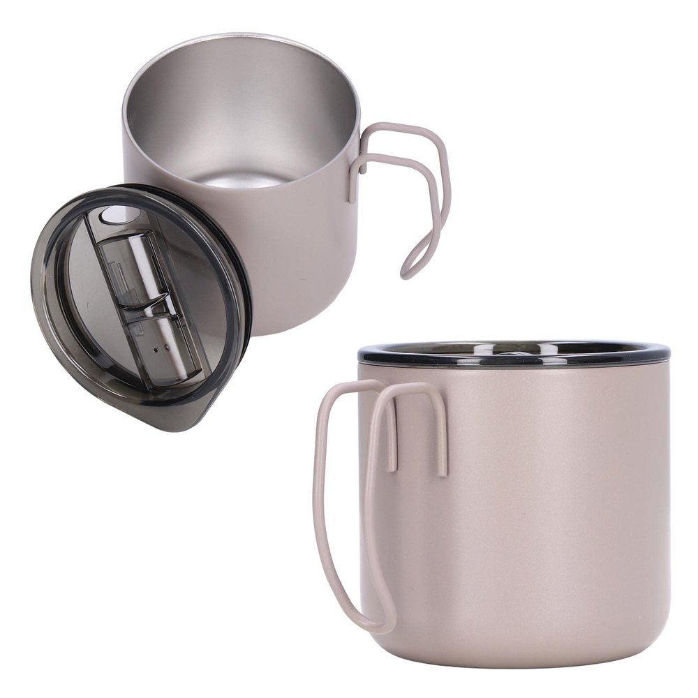350ML Stainless Steel Coffee Cup with Lid and Handle Double Layer Heat Insulation Coffee Mug Water Cup for Travel Camping Fishing Office Home
