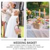 Burlap Wedding Flower Girl Basket with Love Heart Bowknot Handle for Wedding Celebrations Ceremony Vintage Rustic view 4