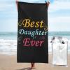 Best Daughter Ever Beach Towel Oversized, Microfiber Beach Towel with Pocket Sand Free Beach Blanket Lightweight Thin Towels 31.5"X63" view 1