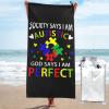 DARLEKS Society Say I'm Autistic God Says I'm Perfect Beach Towel Oversized, Microfiber Beach Towel with Pocket Sand Free Beach Blanket Lightweight Thin Towels 31.5"X63" view 1
