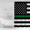 Shower Curtain Thin Green Line Flag Border Patrol, Park Ranger and Conservation Officer Shower Curtains Waterproof Polyester Fabric Bath Curtains with Hooks for Farmhouse Bathroom Decor 66" Wx72 L view 2