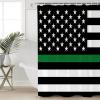 Shower Curtain Thin Green Line Flag Border Patrol, Park Ranger and Conservation Officer Shower Curtains Waterproof Polyester Fabric Bath Curtains with Hooks for Farmhouse Bathroom Decor 66" Wx72 L view 4