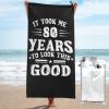 DARLEKS Happy 80th Birthday Beach Towel Oversized, Microfiber Beach Towel with Pocket Sand Free Beach Blanket Lightweight Thin Towels 27.5"X55" view 1
