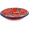 Polmedia Polish Pottery Pasta Bowl 9-inch UNIKAT - Radiant Red Garden Pattern Handmade in Boleslawiec Poland by Ceramika Bona + Certificate of Authenticity view 2