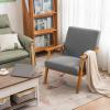 Baiwang 1-seat Sofa, Solid Wood Armchair, Fabric Grey Retro Style Indoor Lounge Chair view 2