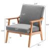 Baiwang 1-seat Sofa, Solid Wood Armchair, Fabric Grey Retro Style Indoor Lounge Chair view 3