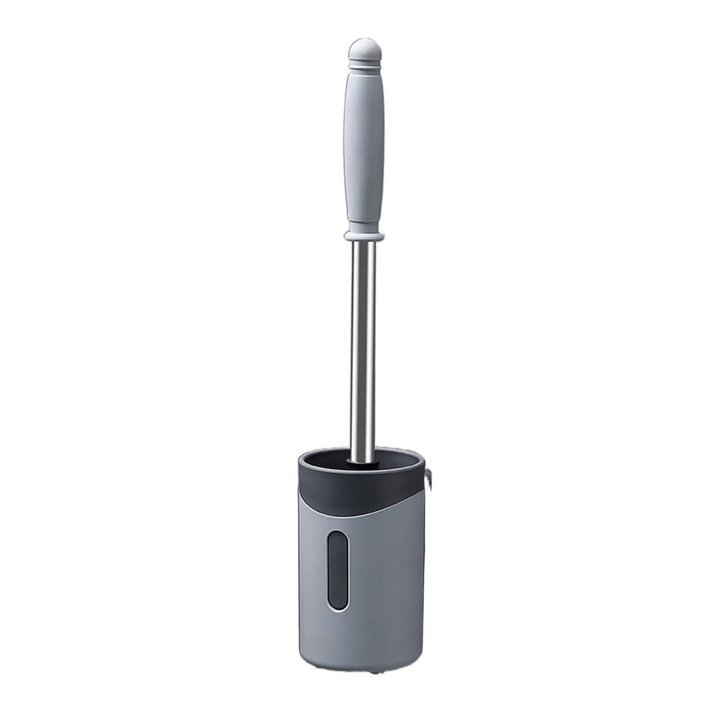 TOMYEUS Toilet Brush Household No Dead Corner-Free Punch-Free Wall-Mounted Toilet Silicone Brush Wall-Mounted Long-Handle Toilet Brush (Color : Gray)