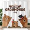 Sunteeny Shower Curtain Happy Groundhog Day Funny Groundhog Shower Curtains Waterproof Polyester Fabric Bath Curtains with Hooks for Farmhouse Bathroom Decor 54" Wx78 L view 2