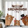 Sunteeny Shower Curtain Happy Groundhog Day Funny Groundhog Shower Curtains Waterproof Polyester Fabric Bath Curtains with Hooks for Farmhouse Bathroom Decor 54" Wx78 L view 3