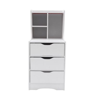 Bathrena Floor Mount Nightstand 3 Drawer Nightstand Storage End Table Bedside Organizer Bedroom Tall Side Storage Cabinet for Living Room Bedrooms Rooms (Warm White)