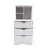 Bathrena Floor Mount Nightstand 3 Drawer Nightstand Storage End Table Bedside Organizer Bedroom Tall Side Storage Cabinet for Living Room Bedrooms Rooms (Warm White) view 1