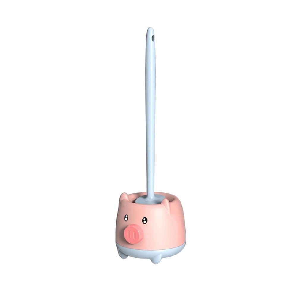 TOMYEUS Wall-Mounted Toilet Brush Household with Base Piglet Free Punch Toilet Brush Holder Bathroom Cleaning Brush Cleaning Set (Color : Blue)