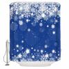 Sunteeny Shower Curtain Christmas Snowflake Blue Background Shower Curtains Waterproof Polyester Fabric Bath Curtains with Hooks for Farmhouse Bathroom Decor 36" Wx78 L view 1
