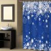 Sunteeny Shower Curtain Christmas Snowflake Blue Background Shower Curtains Waterproof Polyester Fabric Bath Curtains with Hooks for Farmhouse Bathroom Decor 36" Wx78 L view 2