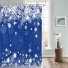 Sunteeny Shower Curtain Christmas Snowflake Blue Background Shower Curtains Waterproof Polyester Fabric Bath Curtains with Hooks for Farmhouse Bathroom Decor 36" Wx78 L view 3