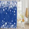 Sunteeny Shower Curtain Christmas Snowflake Blue Background Shower Curtains Waterproof Polyester Fabric Bath Curtains with Hooks for Farmhouse Bathroom Decor 36" Wx78 L view 4
