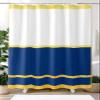 Sunteeny Shower Curtain Modern Art Luxury Navy Blue Yellow Stripe White Shower Curtains Waterproof Polyester Fabric Bath Curtains with Hooks for Farmhouse Bathroom Decor 36" Wx78 L view 2
