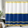 Sunteeny Shower Curtain Modern Art Luxury Navy Blue Yellow Stripe White Shower Curtains Waterproof Polyester Fabric Bath Curtains with Hooks for Farmhouse Bathroom Decor 36" Wx78 L view 3