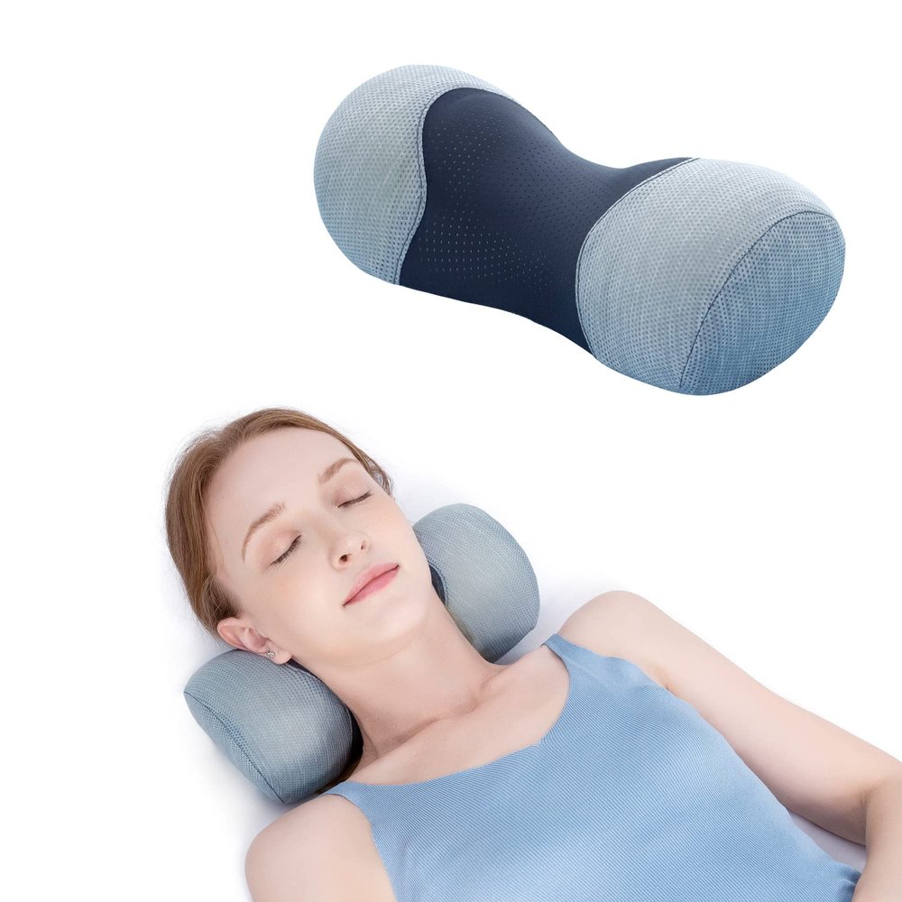 Bespilow Cervical Neck Pillow for Pain Relief - Small Cylinder Neck Roll & Round Bolster Stretcher - Portable Memory Foam Traction Device for TMJ, Hump Correction, Travel & Sleeping Support