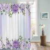 Sunteeny Shower Curtain Rose Flower Purple Pink Shower Curtains Waterproof Polyester Fabric Bath Curtains with Hooks for Farmhouse Bathroom Decor 36" Wx78 L view 3
