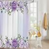 Sunteeny Shower Curtain Rose Flower Purple Pink Shower Curtains Waterproof Polyester Fabric Bath Curtains with Hooks for Farmhouse Bathroom Decor 36" Wx78 L view 4