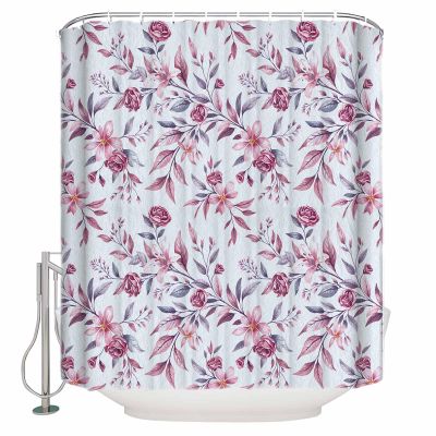 Sunteeny Shower Curtain Wild Plants Vintage Magnolia on Blue Background Shower Curtains Waterproof Polyester Fabric Bath Curtains with Hooks for Farmhouse Bathroom Decor 36" Wx78 L