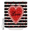 Shower Curtain Valentine's Day Red Heart Love Black White Striped Shower Curtains Waterproof Polyester Fabric Bath Curtains with Hooks for Farmhouse Bathroom Decor 36" Wx72 L view 1