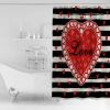 Shower Curtain Valentine's Day Red Heart Love Black White Striped Shower Curtains Waterproof Polyester Fabric Bath Curtains with Hooks for Farmhouse Bathroom Decor 36" Wx72 L view 2