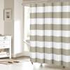 Shower Curtain Beige and White Stripe Shower Curtains Waterproof Polyester Fabric Bath Curtains with Hooks for Farmhouse Bathroom Decor 72" Wx78 L view 1