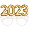 Eye-Catching 2023 Gold Balloon Number Glasses - 4.4" x 5.8" (1 Pc.) - Fun & Durable Quality - Perfect for New Year's Eve & Other Special Occasions view 1