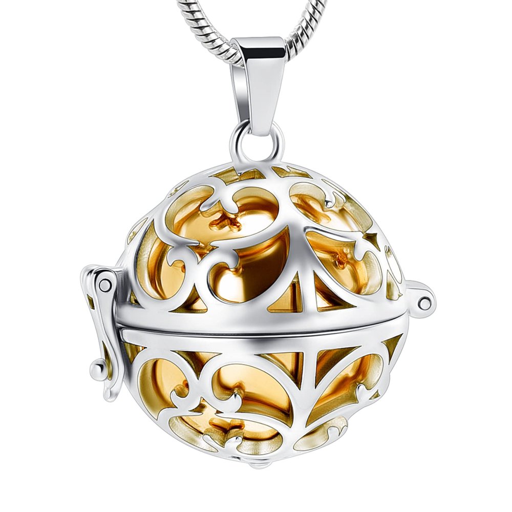 SHEIL Unique Hollow Design Cremation Jewelry for Ashes Stainless Steel Keepsake Memorial Urn Necklace Pendant Locket for Men Women