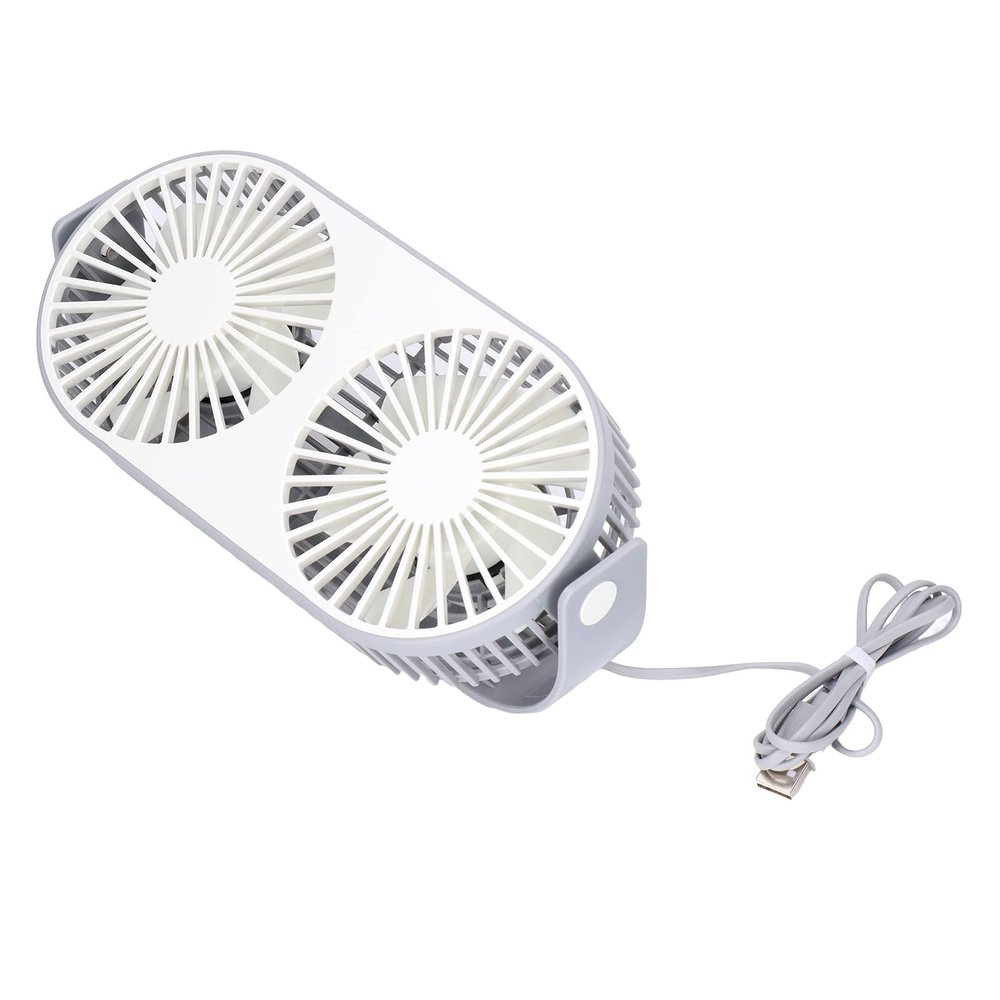 9.1in Twin Window Desk Fan 360 Rotation USB Charging Double Head Fan Low Noise Grid Design Mini Desk Fan USB for Outdoor,Double Fan, Indoor, Commute, Office, Travel, Double Fan, 9.1in Twin Wind