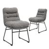 CangLong Modern Accent Kitchen Chairs with Fabric Soft Padded Back in Checkered Pattern and Chrome Legs, Set of 2,Grey view 1
