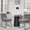 CangLong Modern Accent Kitchen Chairs with Fabric Soft Padded Back in Checkered Pattern and Chrome Legs, Set of 2,Grey view 2