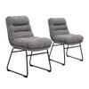 CangLong Modern Accent Kitchen Chairs with Fabric Soft Padded Back in Checkered Pattern and Chrome Legs, Set of 2,Grey view 4