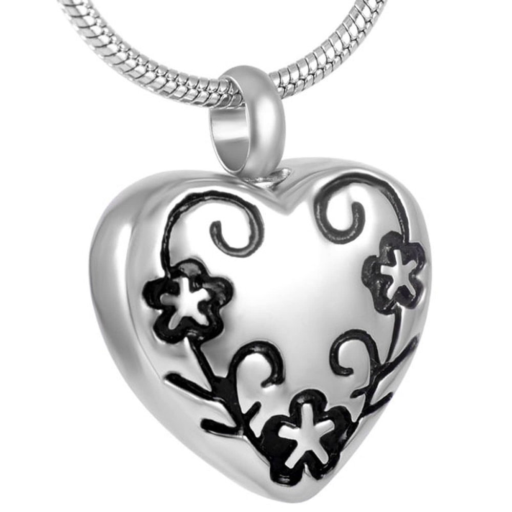 SHEIL Funeral Casket with Flower Engravable Memorial Ash Keepsake Pendant Waterproof Cremation Urn Pendant Pet Urn Dog Cats Urn