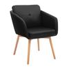 CangLong Faux Leather Side Chair Upholstered Arm Dinging Chair with Wood Legs Set of 1,Black view 1