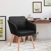 CangLong Faux Leather Side Chair Upholstered Arm Dinging Chair with Wood Legs Set of 1,Black view 2