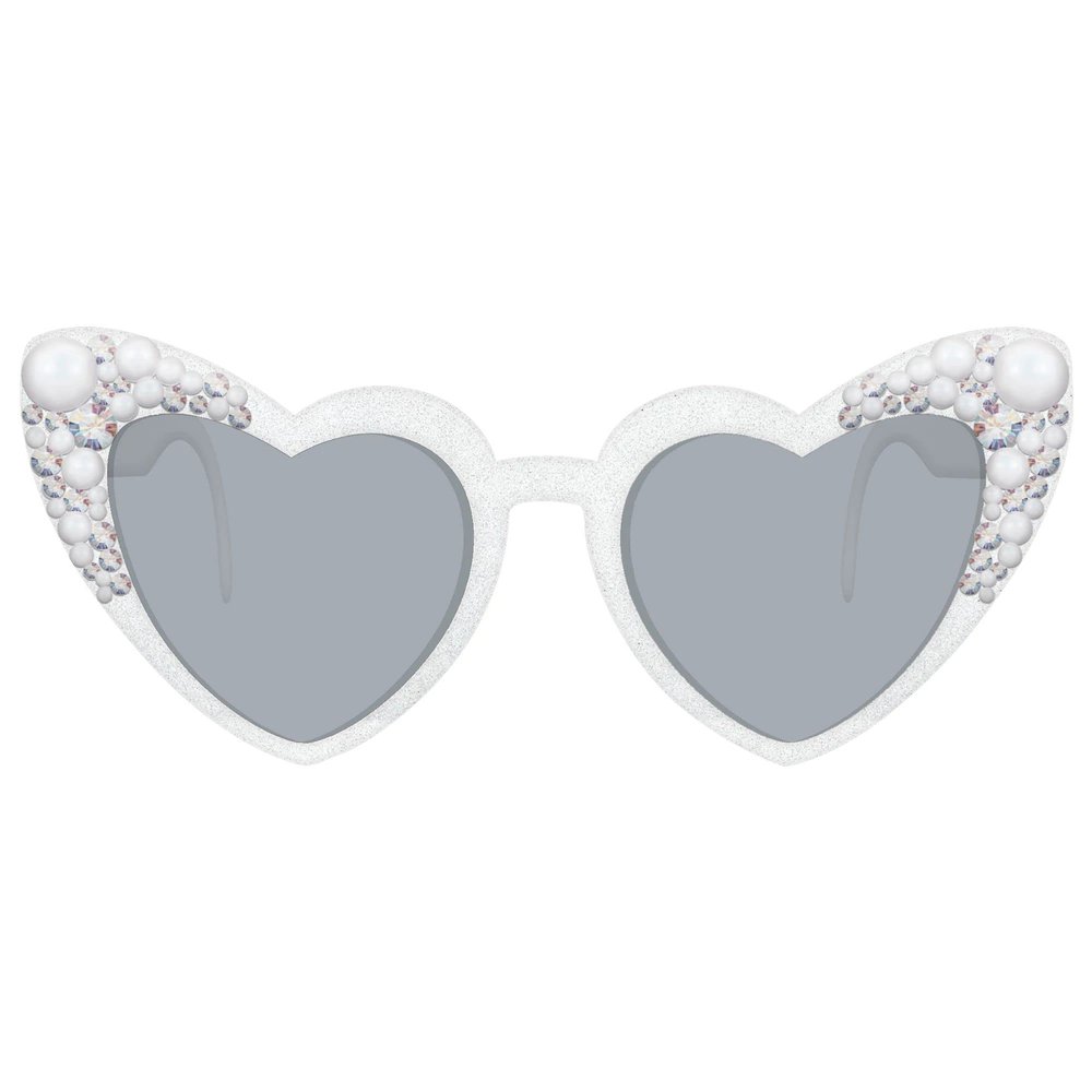 Elegant Bride Pearl & Sparkle Glasses - Pack of 1 - Stunning White Pearl & Shimmering Crystal Design - Perfect for Your Special Day