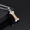 SHEIL Pet Memorial Jewelry Two Tone Crystal Dog Bone Stainless Steel Cremation Keepsake Pendant Necklace Urn for Ashes view 1