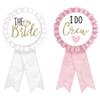 Pink Metal & Fabric Award Ribbons (5.08" x 3") - Pack of 8 | Luxurious Design, Perfect Party Supplies For Bridal Showers, Bachelorette Party, & Wedding Celebrations view 1