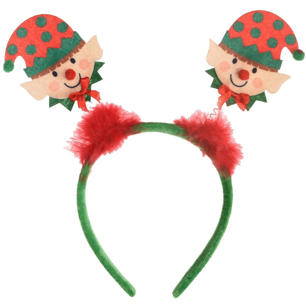 Enchanting Christmas Elf Head Bopper - 10"x9.5" (Pack of 1) - Festive Green & Red Glitter - Perfect Holiday Accessory